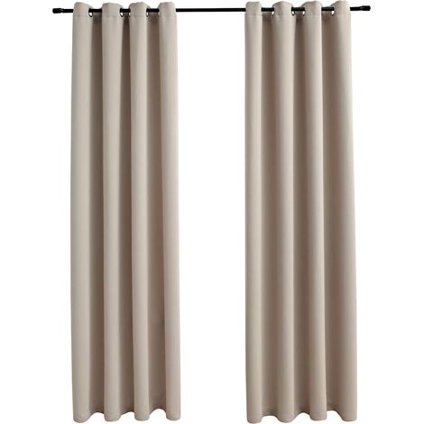 Tende Oscuranti con Anelli in Metallo 2 pz Beige 140x245 cm DAS961636 (1/5)