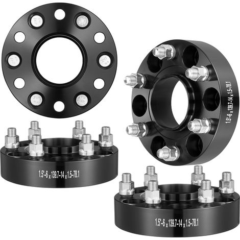 VEVOR Wheel Spacers, 1.5" 6"x5" Wheel Adapters, 6 Lug Forged Spacer, 78.1 mm Bore Hubcentric M14 x1.5 Studs Spacers, Fit for 1995-2023 Chevrolet, GMC, and Cadillac, 4 PCS Black (1/5)