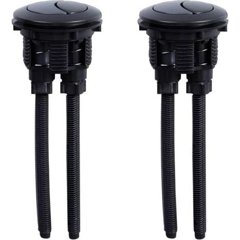 YUIT-2 Pieces Black Flush Button Replacement Toilet Water Flush Button 38 mm Double Button Round Flush for Bathroom Water Tank Repair (1/5)
