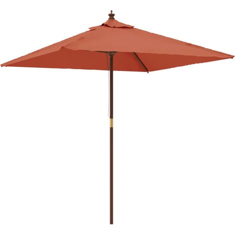 Sombrilla de jardín con mástil de madera 198 x 198 cm naranja 020008363