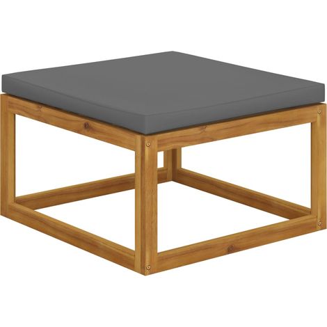 Reposapiés con cojín gris oscuro madera maciza de acacia vidaXL