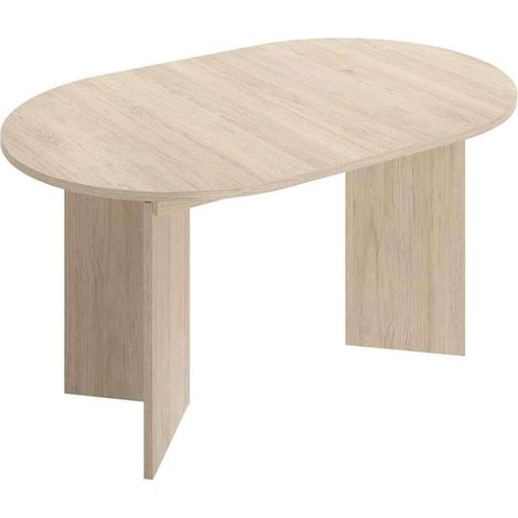 Mesa de salon ovalada extensible modelo Celia en color natural, 76cm(alto) 140-180cm(ancho ) 90cm(largo)..
