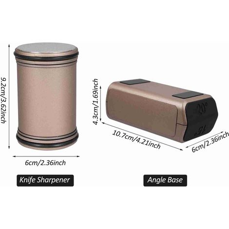 Ortviai Aiguiseur de Couteaux à Rouleau avec Disques en Diamant et Céramique, Angle Magnétique 15°/20°, Couleur Or (1/5)