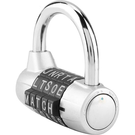 5-stelliges Zahlenschloss Vorhängeschloss Silber, einstellbarer Code, robust, für Koffer & Spind