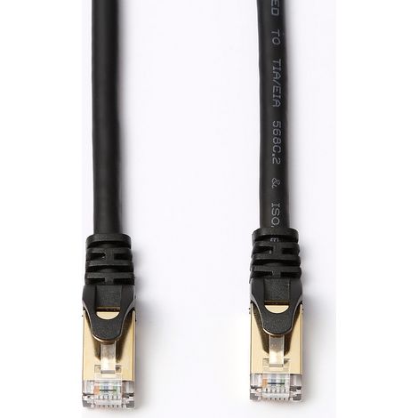 CABLE RJ45 DROIT CAT8 S/STP 10M NOIR Câble RJ45 droit - Catégorie 8,Longueur 10 mètres,Connecteurs Or,Vitesse de transmission 10 Gbit/s