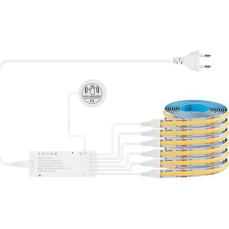 COB LED Strip , 6 rouleaux blanc chaud Panneaux acoustiques COB LED Strip découpable, with touch and hand sweep dimmer switch, pour armoires à vin (1/4)