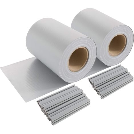 Rouleau brise-vue PVC 70 m gris pour balcon et clôture, avec clips de fixation (1/5)