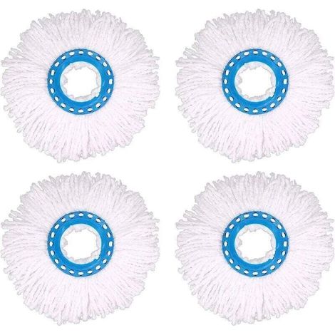 Ulisem4Pcs Têtes Microfibre Balai, Tête de Vadrouille Rechange Rond Têtes Mop Rotation à 360 pour Nettoyage des Sols (Diamètre 16 cm)