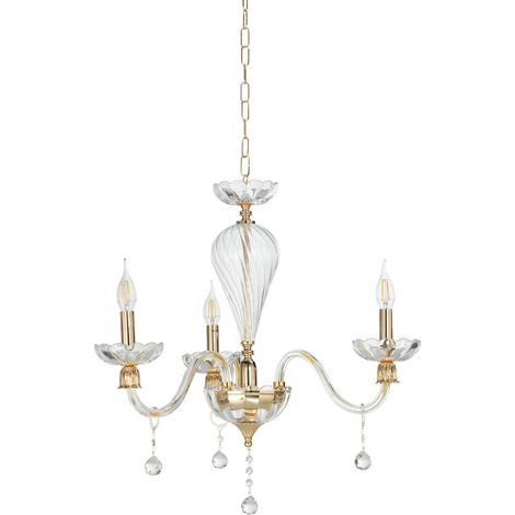 Lustre classique en verre soufflé 3 lumières Roxanne 3 (1/2)