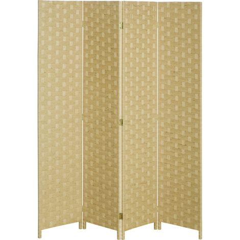 Paravent pliant 4 panneaux, 159,5 x 169,5 cm, en fibre ondulée, pour salon, marron (1/5)