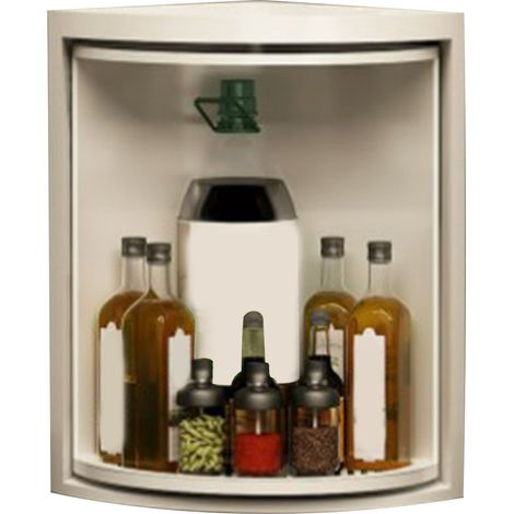 Organisateur d'angle de comptoir rotatif à 360°, multifonctionnel, étagère de rangement pour comptoir de cuisine sans perçage (1/4)