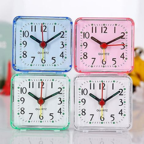 Réveil silencieux à piles, horloge de chevet compacte, réveil voyageur LED discret, fonction snooze, sans tic-tac, 4 pièces (1/4)