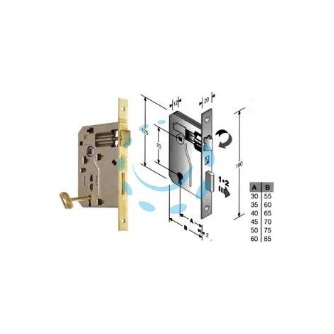 SERRATURA A BUSSOLA PATENT RIDOTTA DA INFILARE BORDO QUADRO OTTONATO - mm.40 (480420401C)