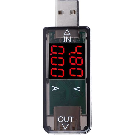 Voltmètre et ampèremètre USB à double affichage avec affichage LED, voltmètre numérique CC 3,2-10 V, ampèremètre 0-3 A. (1/5)