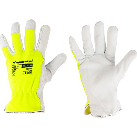 Gants de sécurité en cuir de chèvre fluorescent, jaunes, taille 9 (1/5)