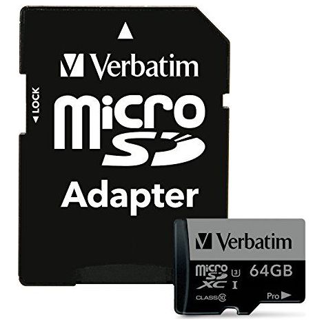 Verbatim microSDXC Pro Speicherkarte UHS-I U3, hohe Geschwindigkeit und Kapazität, inkl. Adapter 64 GB (1/4)