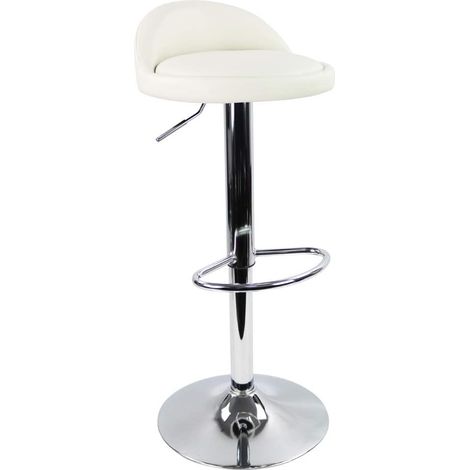 Tabouret de Bar Chaise de Comptoir, Réglable en Hauteur, Rotatif, Tabouret de Travail en Cuir synthétique Blanc (1/5)