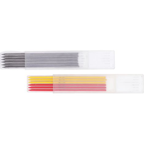 12 Pièces Recharge Crayon Menuisier HB 2,8 mm Noir Rouge Jaune Mine Mécanique pour Trous Profonds Kit de Recharge (1/5)