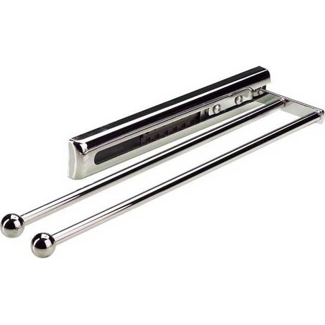 Porte essuie-tout coulissant en acier chromé – Longueur 325 mm – Cache coulisse PVC – Sur coulisse à billes 260 mm – Kesseböhmer