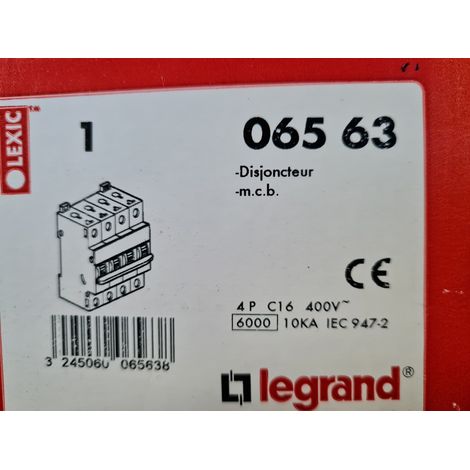 Legrand DX 6000 006563 - Disjoncteur tétrapolaire 4P 16A courbe C