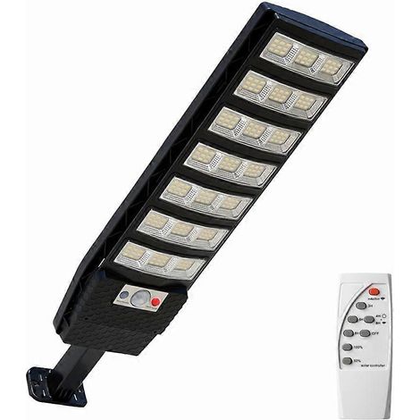 Lampe solaire extérieure, lampadaire solaire à 189 LED avec détecteur de mouvement et télécommande, idéal pour terrasse, jardin ou garage. (1/5)
