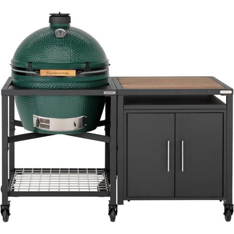 Pack XL - Table modulaire + Meuble placard avec plateau acacia - Egg - ConvEGGtor - 3 lots de 2 roues - Big Green Egg (1/2)