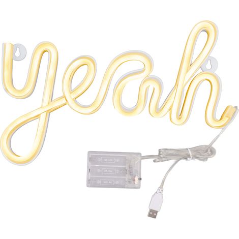 Panneau LED Neon "Yeah" Décor Lumière Murale Douce - PVC ABS LED Clarté Uniforme USB/Batteries