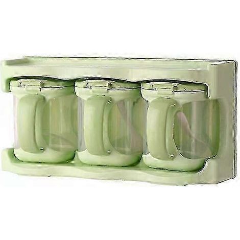Boîte à épices 3 compartiments en plastique vert, range-assaisonnement multifonctionnel pour cuisine, organisateur de condiments pratique et compact (1/5)