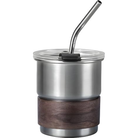Taza térmica Stay Hot con tapa y pajita - Taza de acero inoxidable para café, té y otras bebidas - Libre de BPA, ideal para viajes - 1 unidad (300 ml) (1/2)