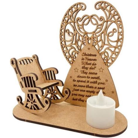 Chaise d'ornement en bois de Noël Ornement de bougie Ornement léger pour Heaven Cadeau Memorial (1/4)
