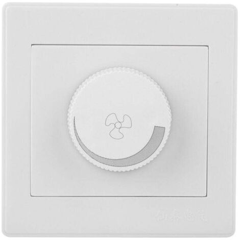 Plafonnier Interrupteur Vitesse Ventilateur Bouton Panneau Mural Blanc AC250V 100W 86x86mm