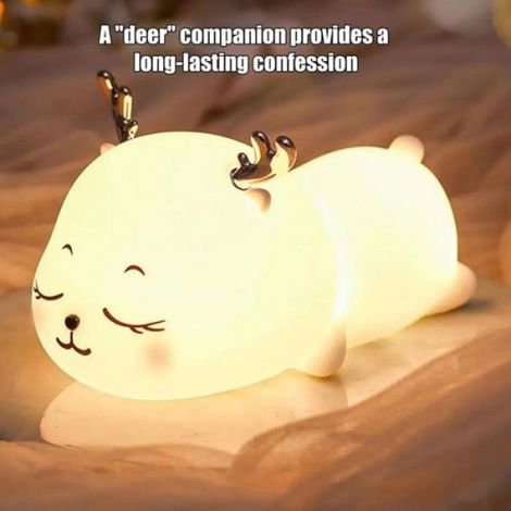 Veilleuse en Forme D'Animal Veilleuse Mignonne Lampe de Sol Colorée en Forme de Cerf Veilleuse Décoration de Salon pour les (1/5)
