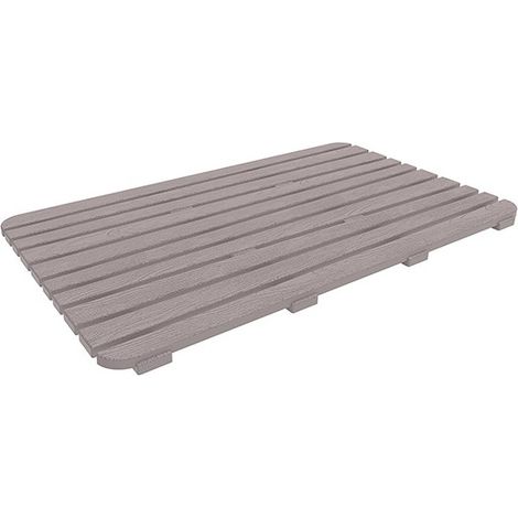 Pedana doccia rettangolare 80x50 cm tortora effetto legno in plastica PP linea Woody Feridras