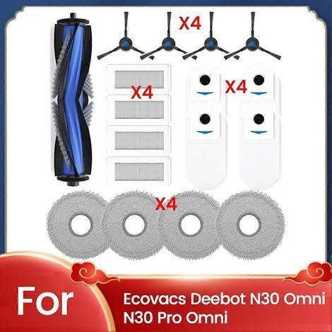 17 pièces pour aspirateur Ecovacs Deebot N30 OMNI / N30 PRO OMNI : brosse rotative latérale, filtre, balai à franges C (1/5)