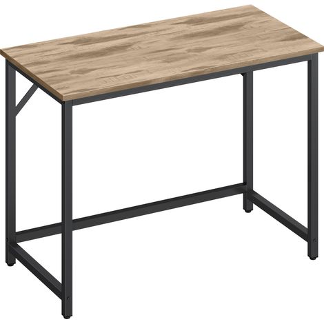 Bureau, Table, Poste de Travail, pour Bureau, Chambre, 100 x 50 x 76 cm, Style moderne basique, Cadre en Métal, Marron clair (1/5)