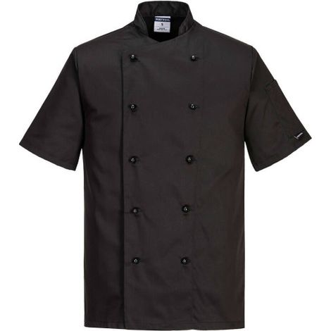 Chaqueta de chef Kent ambientes calurosos manga corta 10 botones C734 4XL Negro