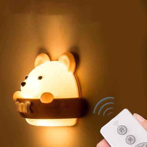 Veilleuse rechargeable avec télécommande, idéale pour la chambre à coucher, le sommeil et l'allaitement (modèle 2 W). (1/5)