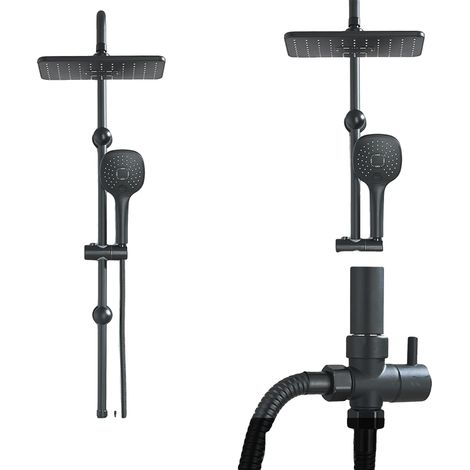 Ensemble de robinet de douche, design contemporain, contrôle facile de l'eau, Noir (1/2)