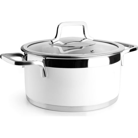 Casserole Lacor 20 cm en acier inoxydable avec couvercle  Compatible tous feux  Capacité 3 L et hauteur 10 cm  Lavable au lav (1/5)