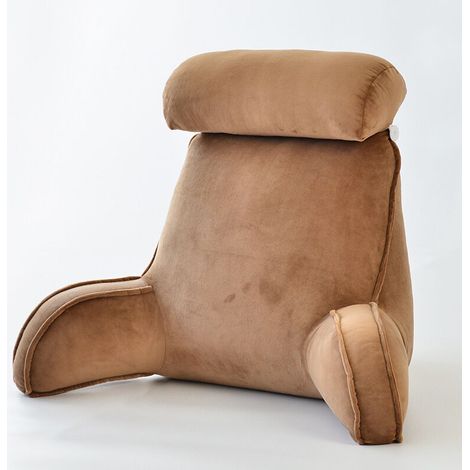 Cuscino da lettura con braccioli - Portatile per letto, supporto per collo e braccia - Cuscino per la schiena comodo ed ergonomico per divano, poltrona, divano, 75 x 40 x 55 cm (con cuscino rotondo) (1/4)