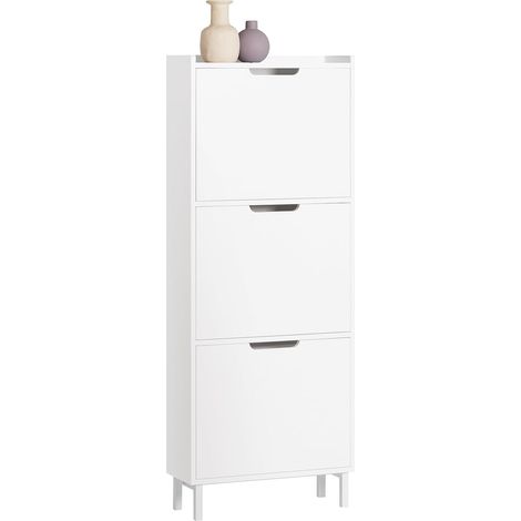 SoBuy 3 Flip-drawers Shoe Cabinet Cupboard Organizer Unit,FSR151-H-W