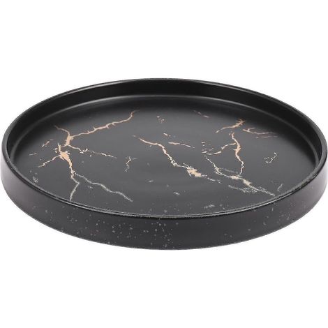 Assiette décorative européenne en céramique effet marbre noir et or de 20 cm (1/5)