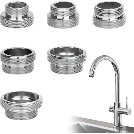 Lot de 6 adaptateurs pour robinet, taille universelle 16 mm à 28 mm, pour évier de cuisine, tuyau d'arrosage, pulvérisateurs et filtres à eau. (1/5)