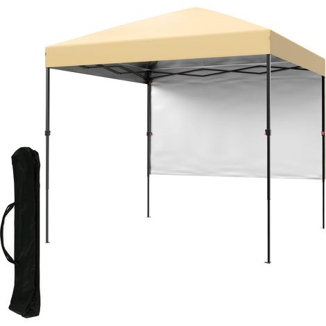 Pliante 2,5×2,5m Pour Jardin, 150D Tissu Oxford Imperméable Anti-UV, Paroi Latérale Incluse, Installation Instantanée, Sac De Transport Inclus, beige (1/5)