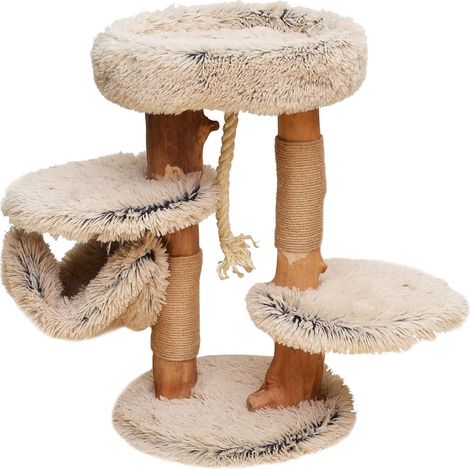 Fudajo Albero tiragraffi di design 87,5 cm con peluche e tronco in legno di pero (1/5)