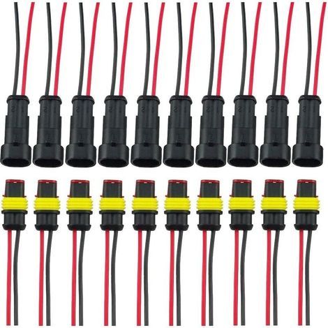 Waterproof Plug, Electrical Male and Female Plug, AWG Waterproof Electrical Connector (2 Pin with Wire × 10 Kits) (1/5)