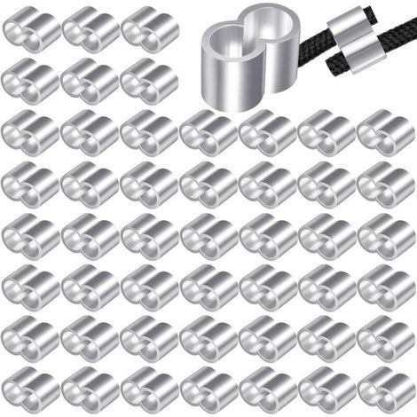 50 Pièces Manchons en Aluminium 4mm, Manchons à Sertir à Double Virole en Aluminium, Manchon de Boucle de Sertissage avec étui de Rangement pour 4mm Câbles Corde en Acier Inoxydable (1/4)