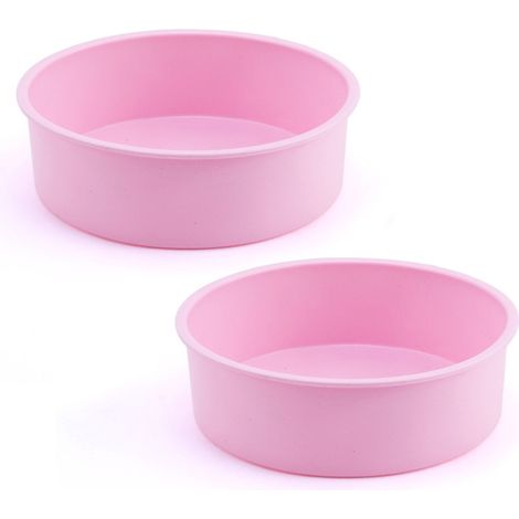 Lot de 2 moules à gâteau ronds en silicone rose - 20 cm (1/5)