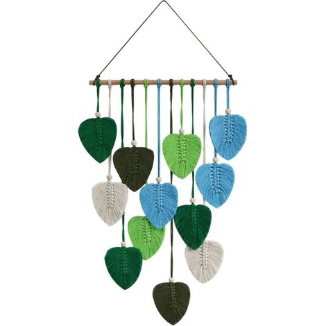 Gewebter Wandteppich  Wandteppich mit Blattquasten – Handgewebter Wandteppich im Boho-Stil zur Dekoration des Schlafzimmers (1/5)