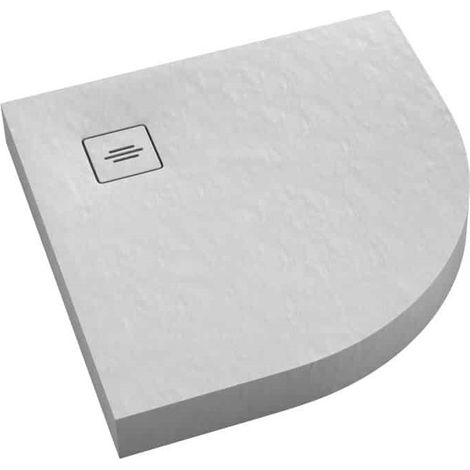 Receveur de douche en acrylique blanc structure en pierre semi circulaire R55 + siphon extraplat VIEGA SOLID LEVEL 90 x 90 (1/5)